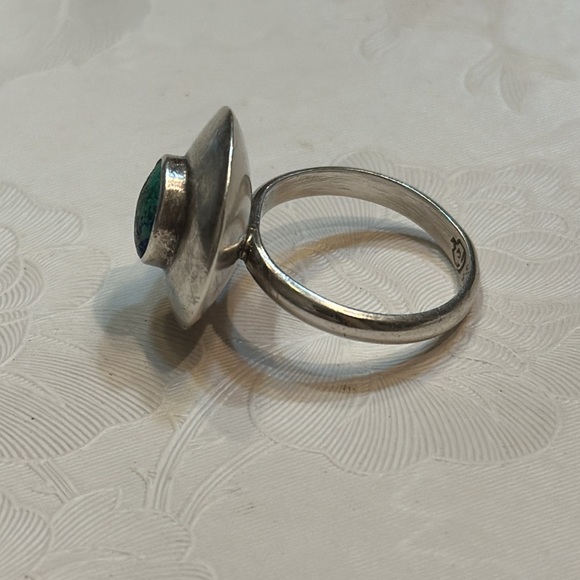 Vintage Real Azurite 925 Sterling Silver Geometric Ring size 7 3/4” STAMPED🔥🔥 - Picture 4 of 13